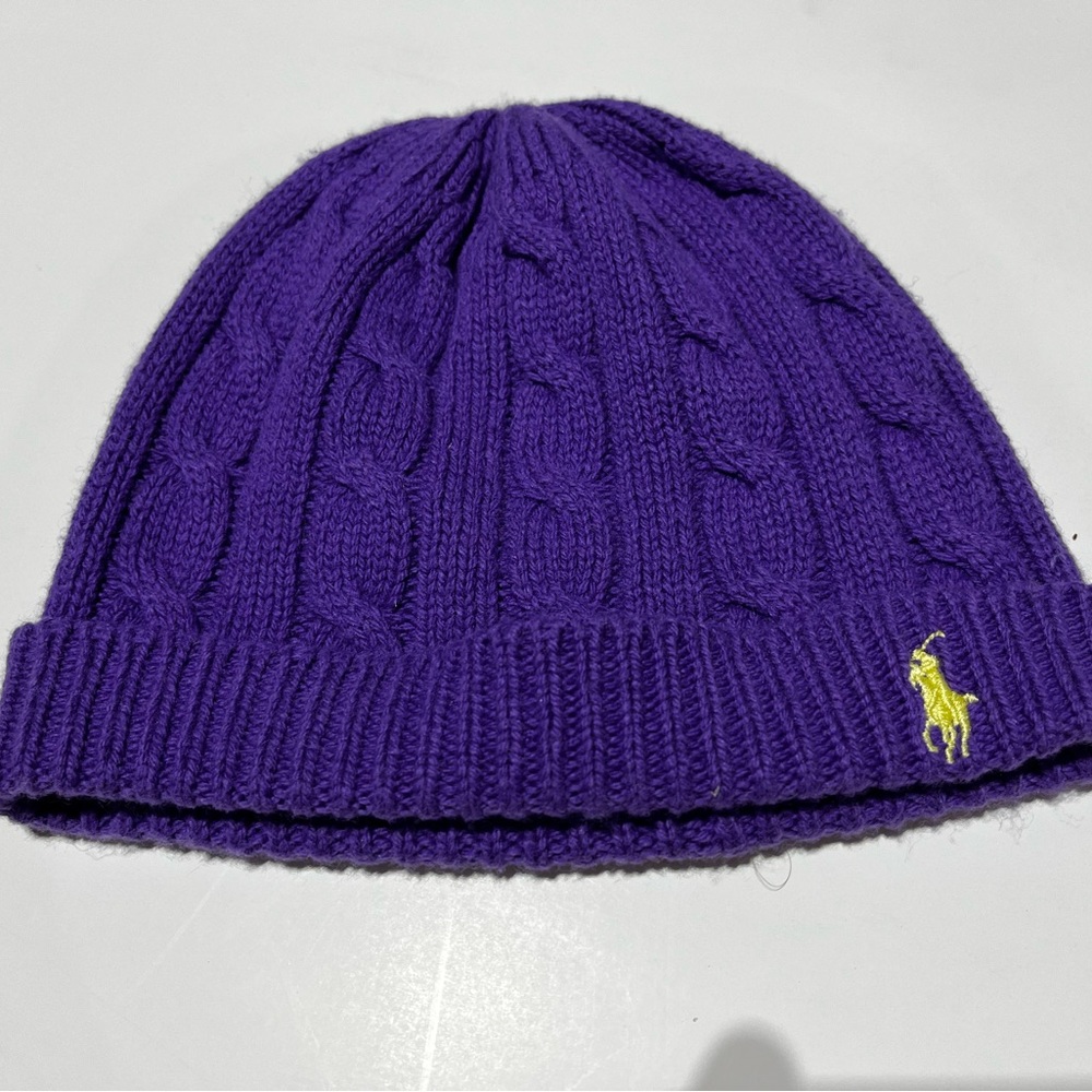Polo Ralph Lauren dark purple cable knit hat